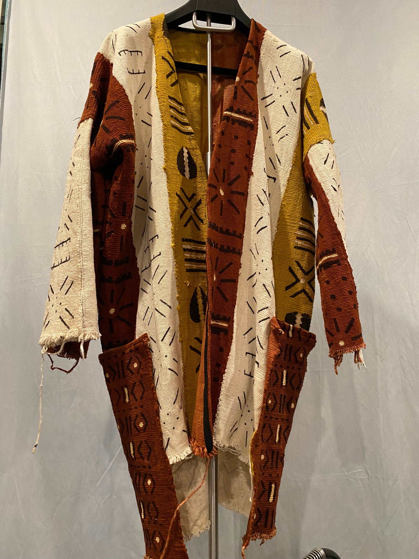 Mud Cloth Overcoat with oversize pockets