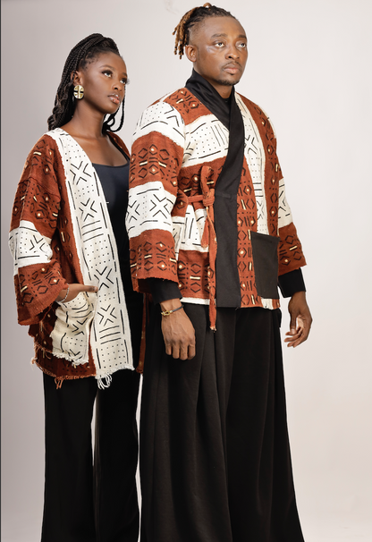 Afro Kimono Brown/White suit